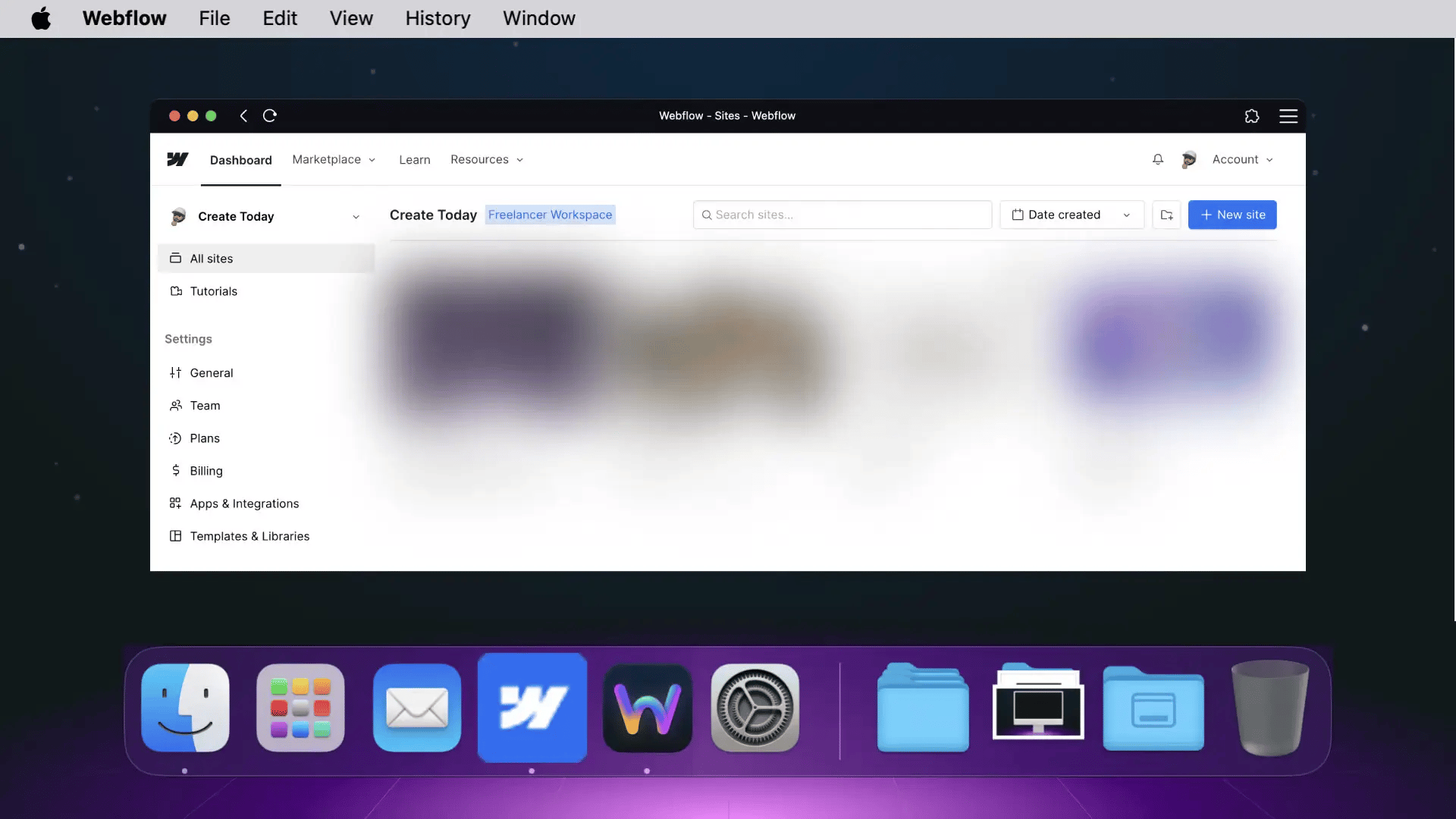 Mac desktop with Webflow Desktop App open